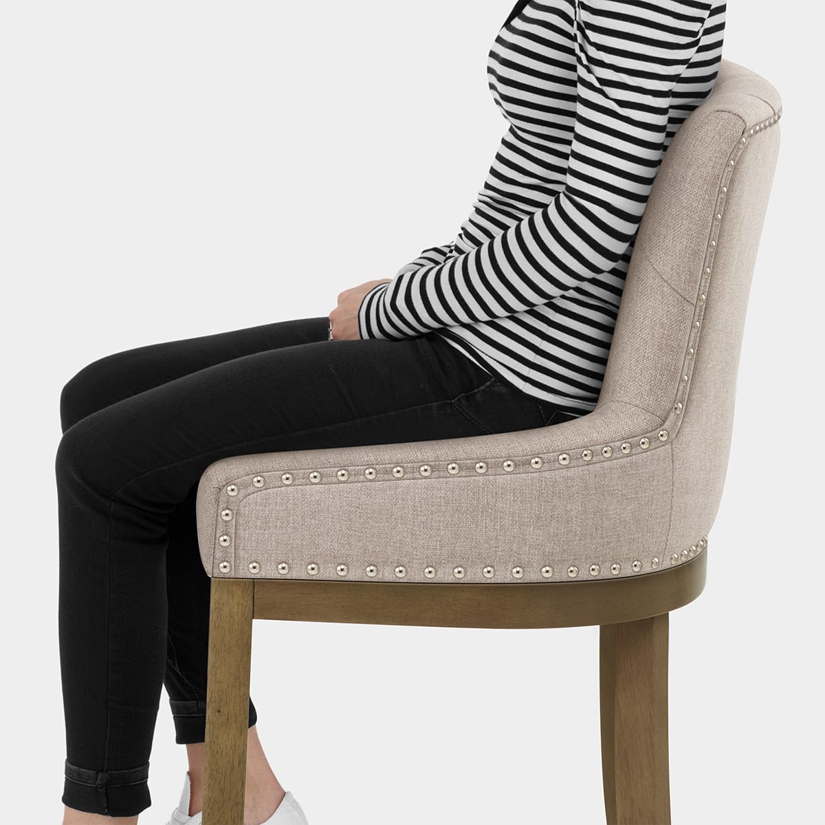 Knightsbridge Oak Stool Tweed Fabric Seat Image