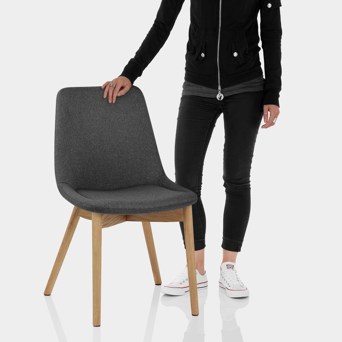 Kobe Dining Chair Oak & Charcoal Features Image