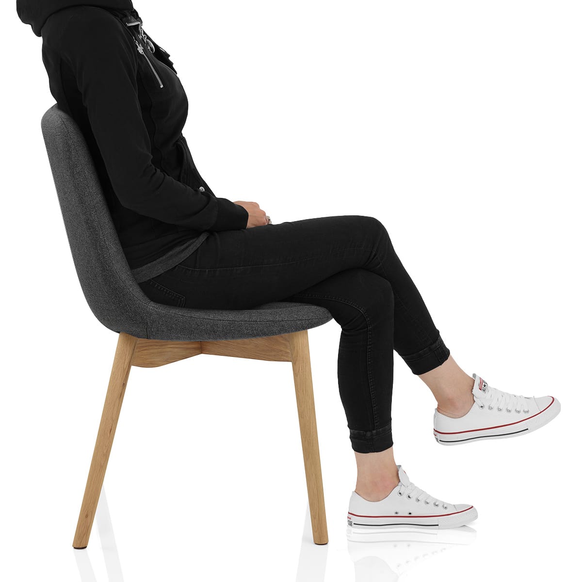 Kobe Dining Chair Oak & Charcoal Frame Image