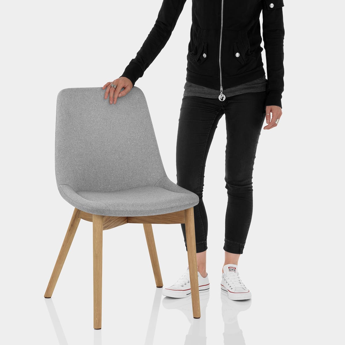 Kobe Dining Chair Oak & Light Grey Features Image