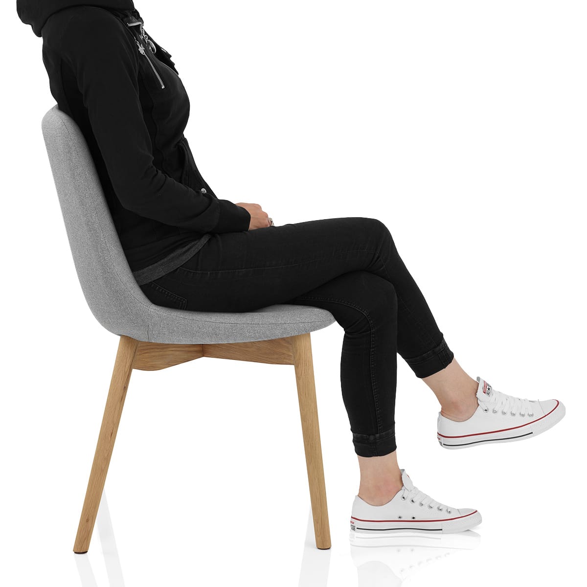 Kobe Dining Chair Oak & Light Grey Frame Image