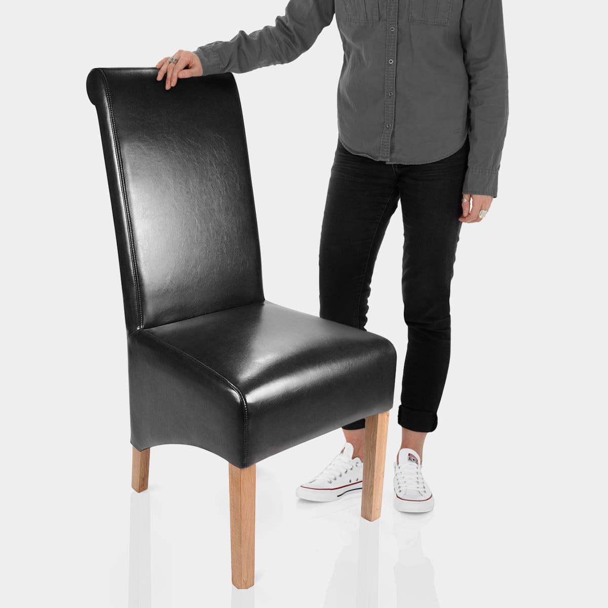 Krista Dining Chair Black Leather Features Image