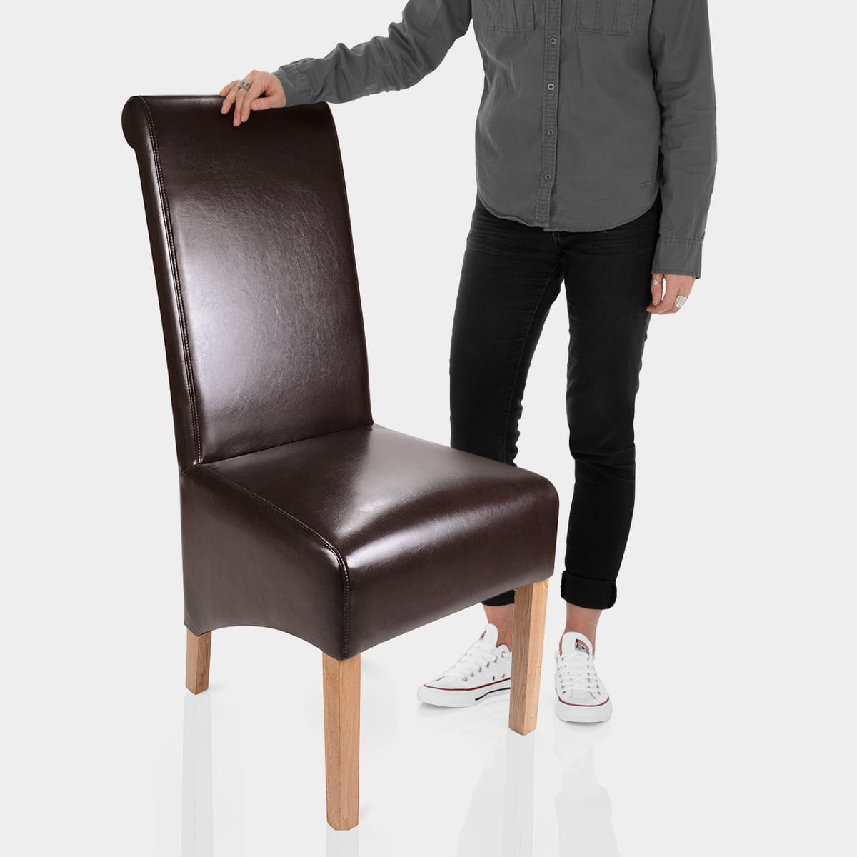 Krista Dining Chair Brown Leather Features Image
