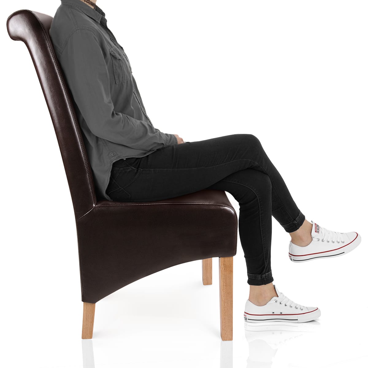 Krista Dining Chair Brown Leather Frame Image