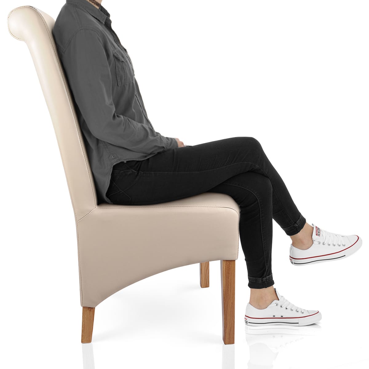 Krista Dining Chair Cream Leather Frame Image