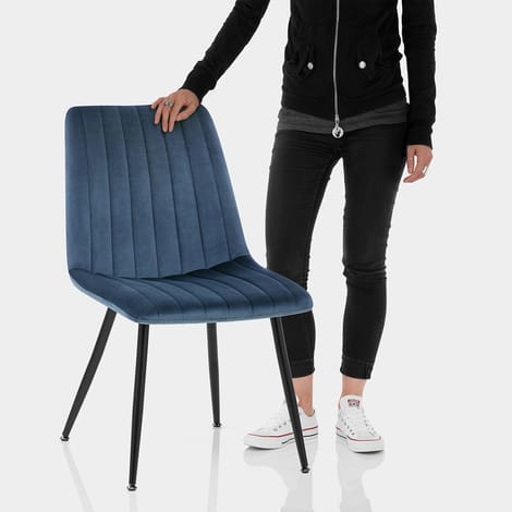 Lagos Dining Chair Blue Velvet Features Image