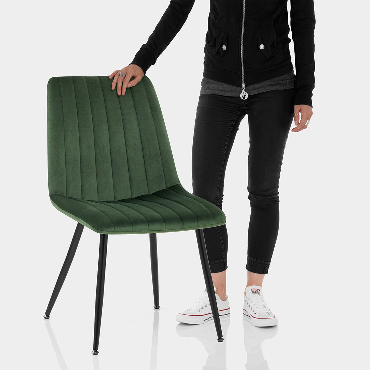 Lagos Dining Chair Green Velvet Features Image
