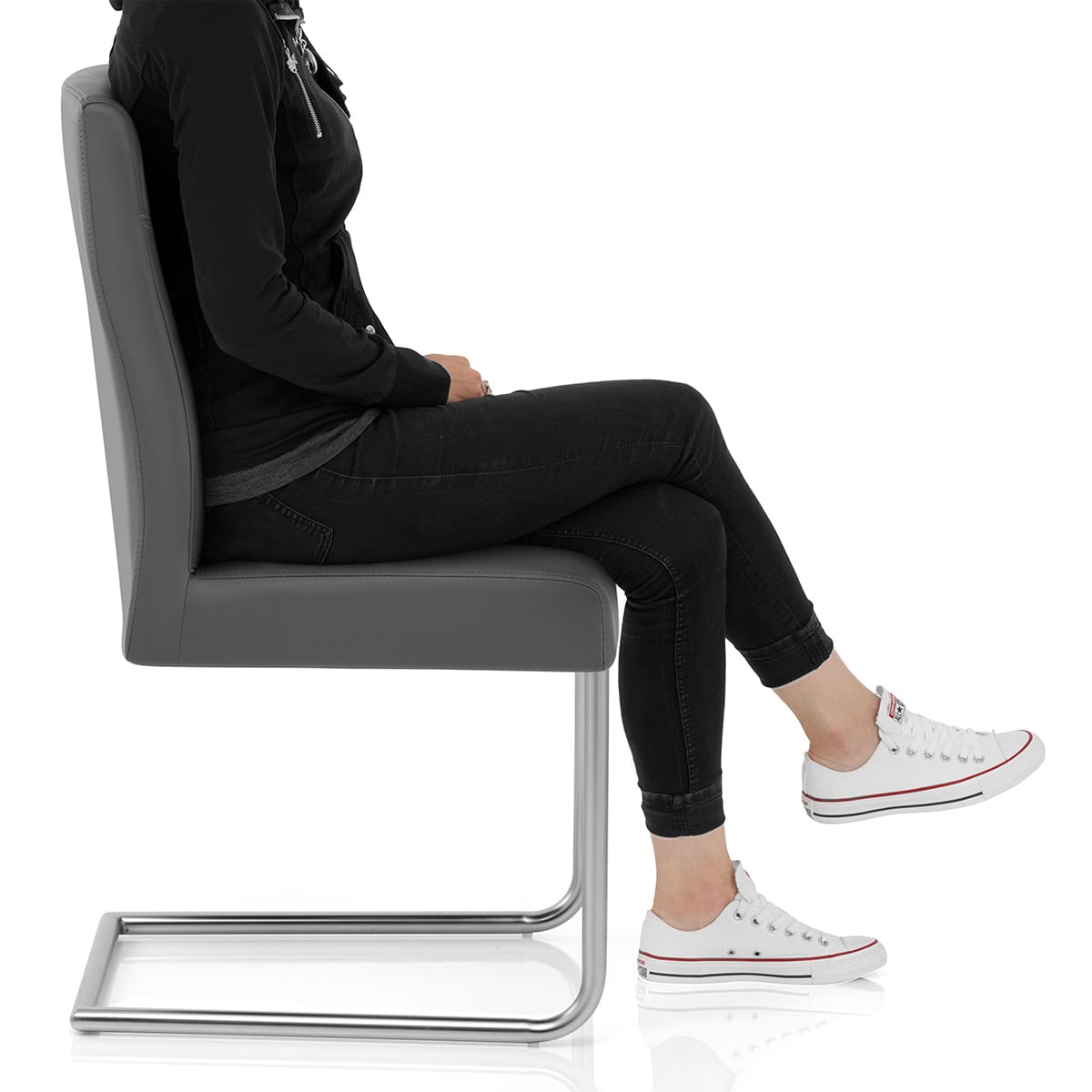 Lancaster Dining Chair Grey Leather Frame Image