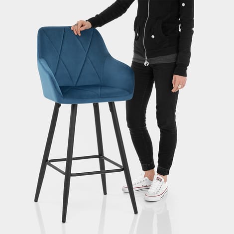 Lanson Bar Stool Midnight Blue Velvet Features Image