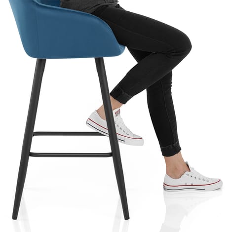 Lanson Bar Stool Midnight Blue Velvet Frame Image