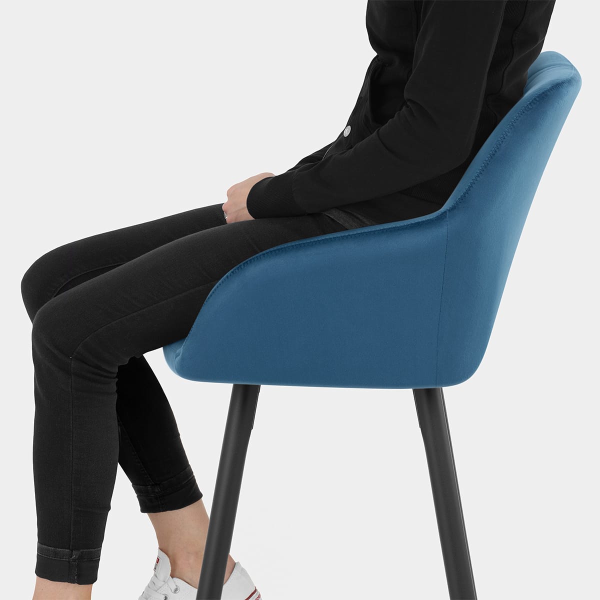 Lanson Bar Stool Midnight Blue Velvet Seat Image