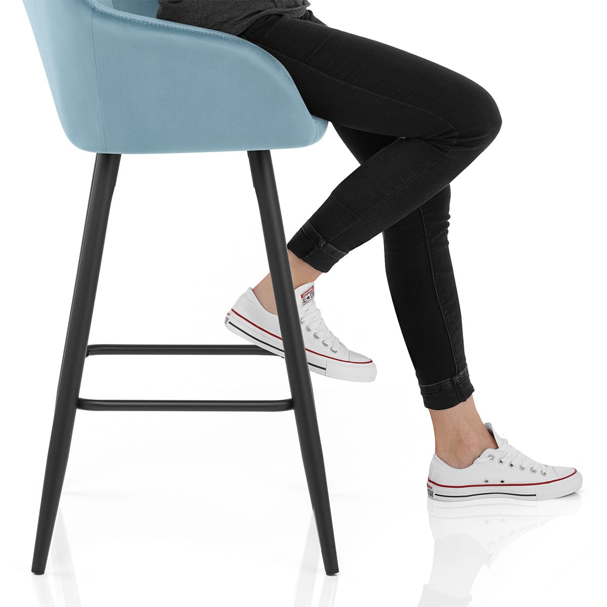 Lanson Bar Stool Sky Blue Velvet Frame Image