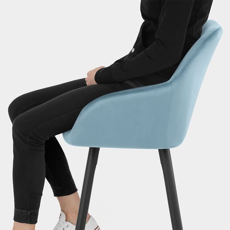 Lanson Bar Stool Sky Blue Velvet Seat Image