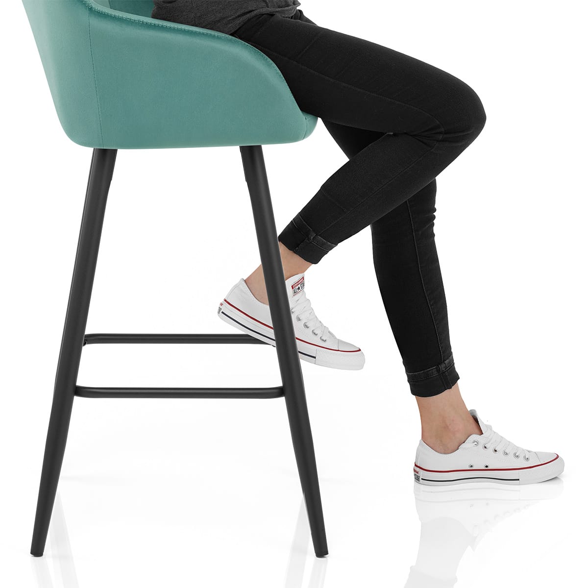 Lanson Bar Stool Teal Velvet Frame Image