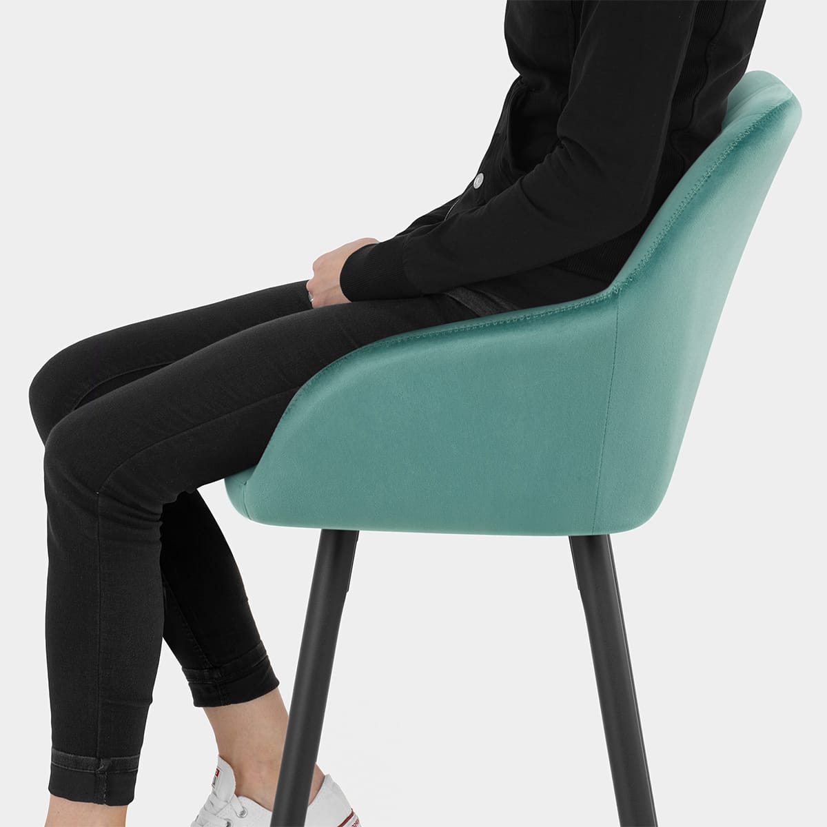 Lanson Bar Stool Teal Velvet Seat Image