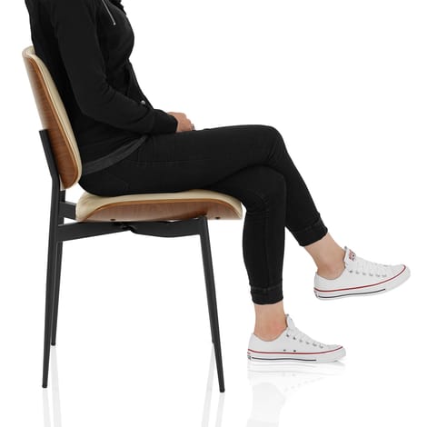 Lara Dining Chair Cream & Walnut Frame Image