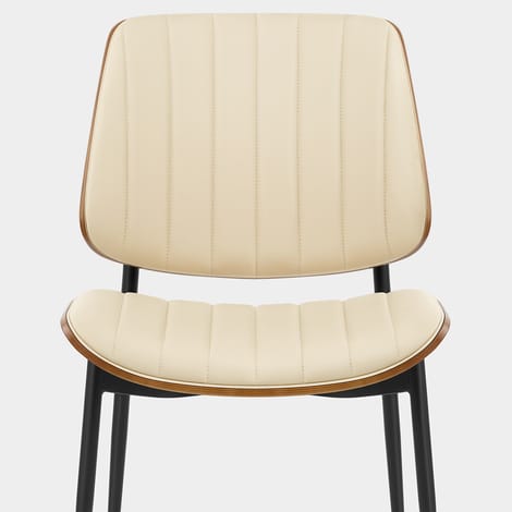 Lara Dining Chair Cream & Walnut Seat Image