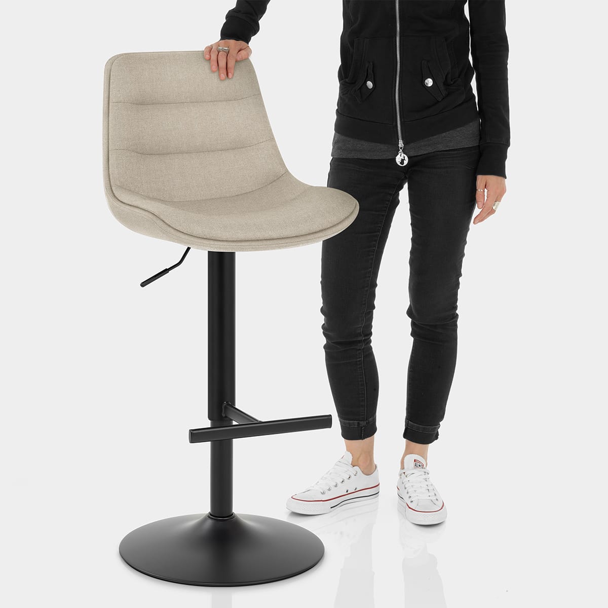 Lattice Stool Beige Fabric Features Image