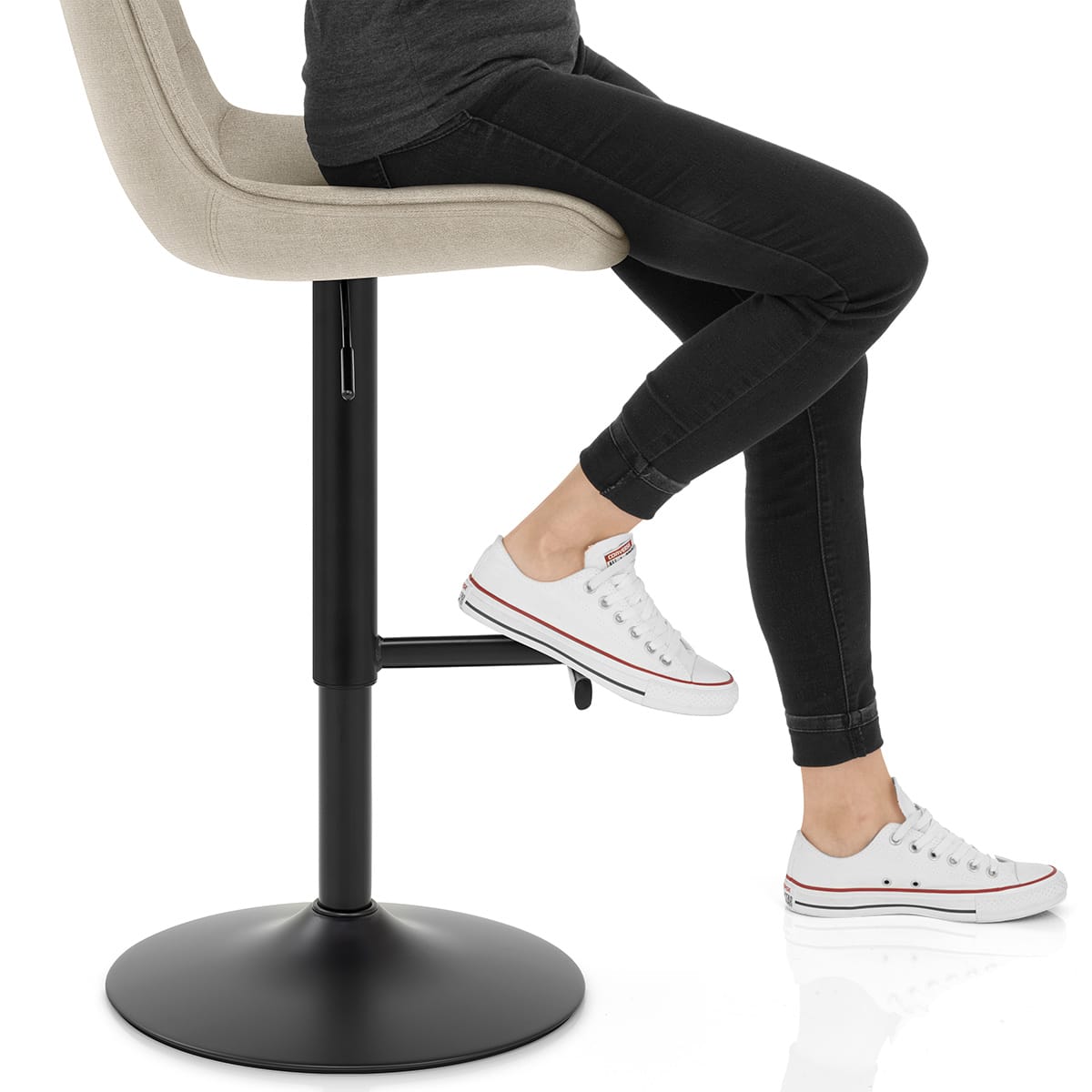 Lattice Stool Beige Fabric Frame Image