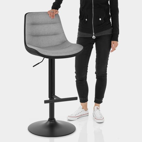 Lattice Stool Charcoal & Grey Fabric Features Image