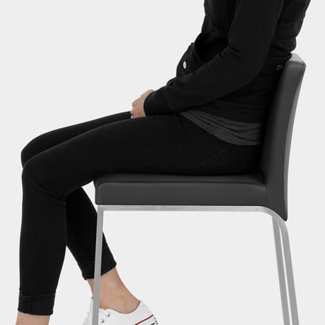 Leah Brushed Stool Black Seat Image