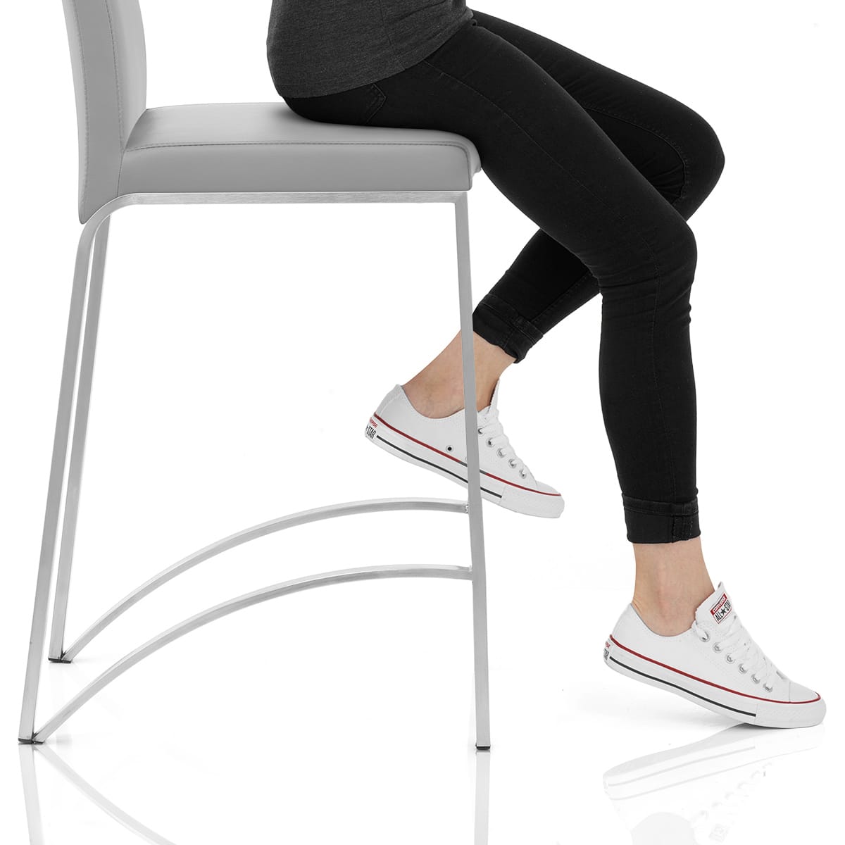 Leah Brushed Stool Grey Frame Image