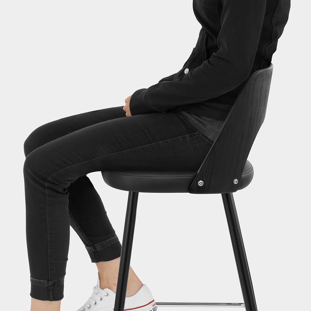 Leo Bar Stool Black Wood & Black Seat Image