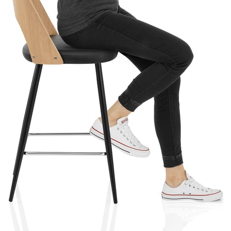 Leo Bar Stool Oak & Black Frame Image