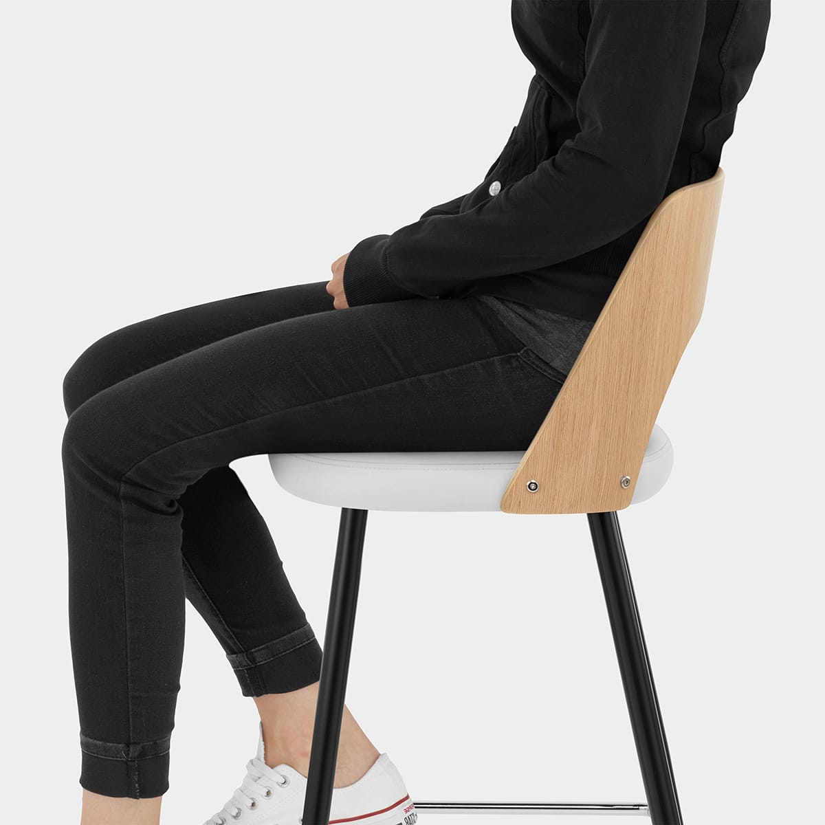 Leo Bar Stool Oak & White Seat Image