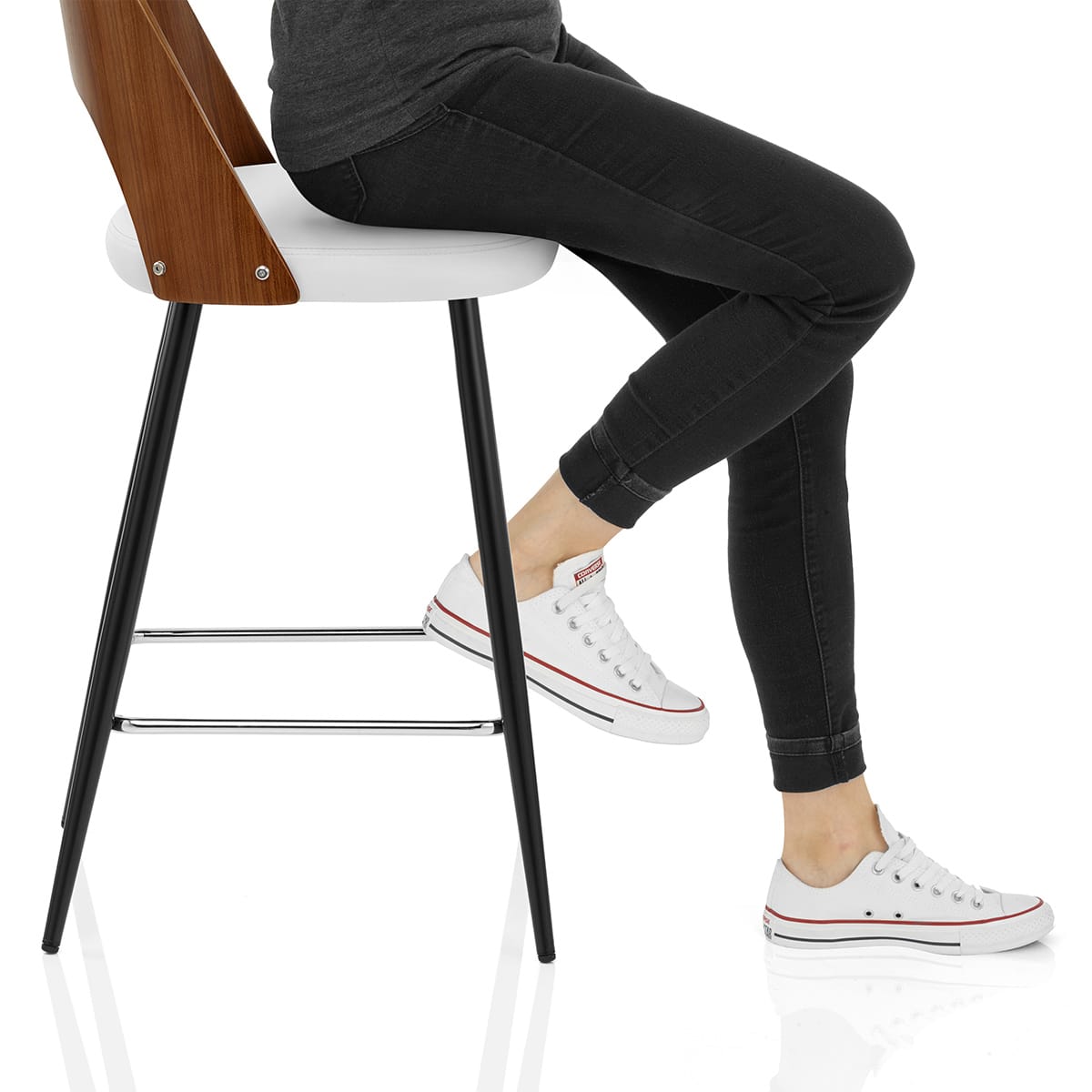 Leo Bar Stool Walnut & White Frame Image