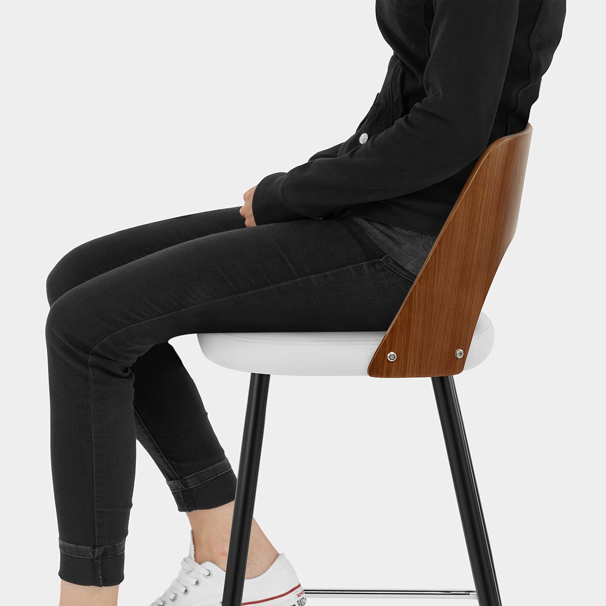 Leo Bar Stool Walnut & White Seat Image