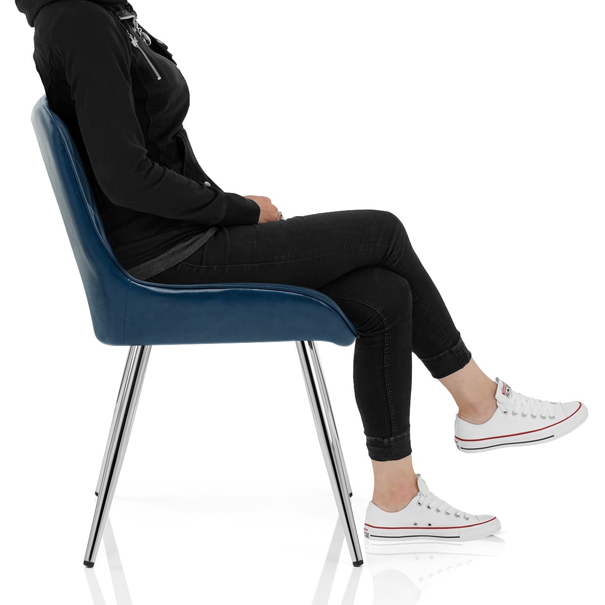 Lincoln Chrome Chair Antique Blue Frame Image