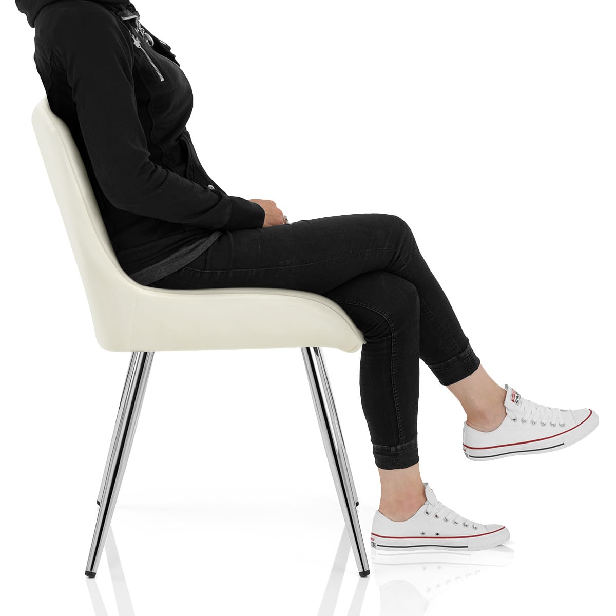 Lincoln Chrome Chair Antique Cream Frame Image