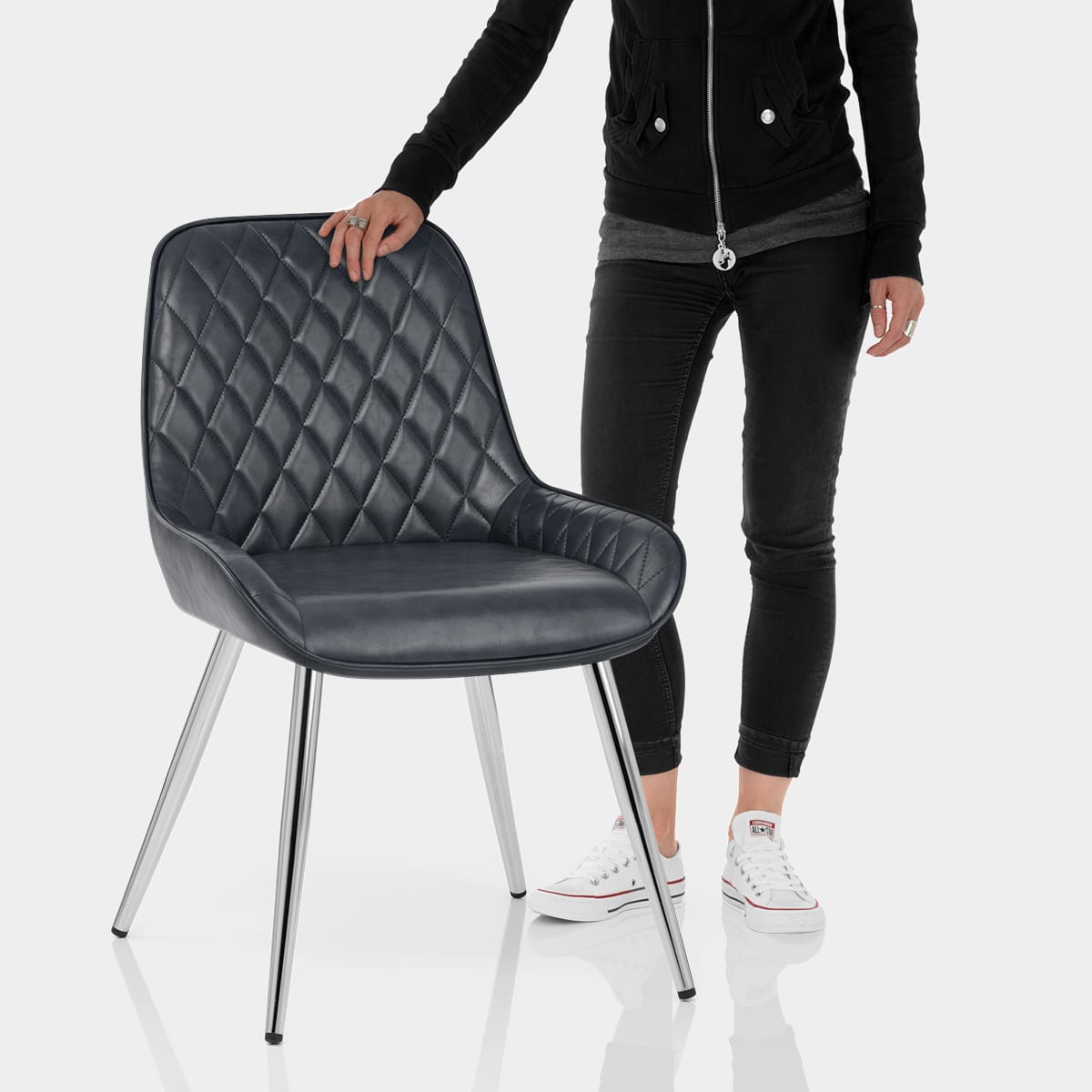 Lincoln Chrome Chair Antique Slate Features Image