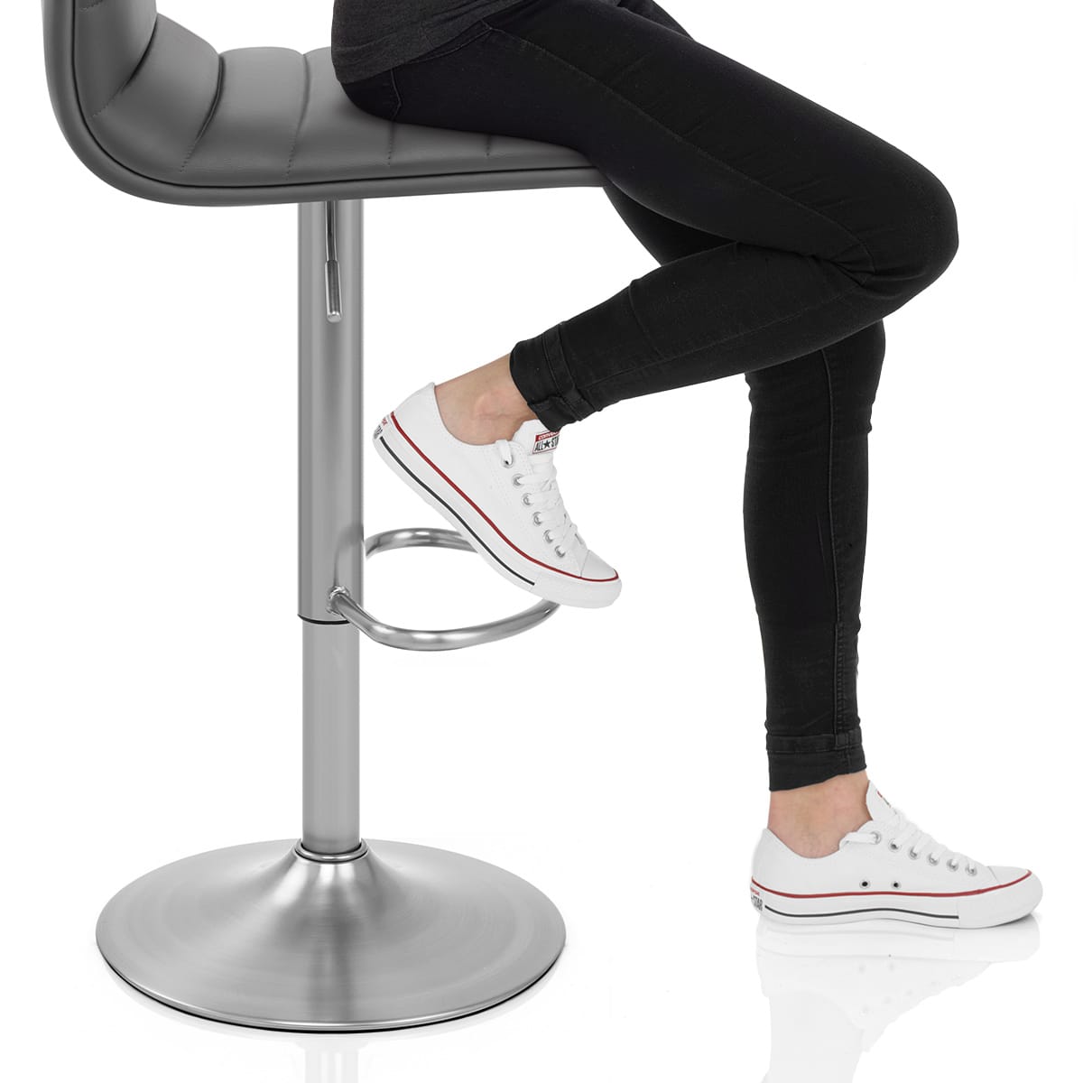 Linear Brushed Steel Bar Stool Grey Frame Image