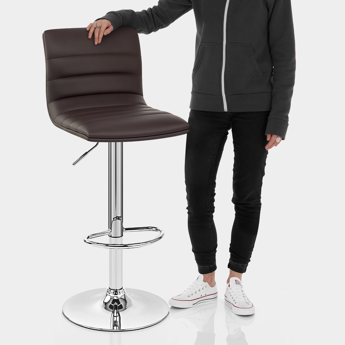 Linear Bar Stool Brown Features Image