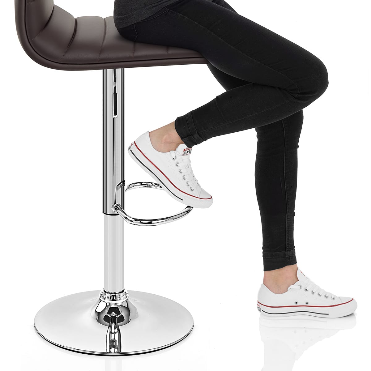 Linear Bar Stool Brown Frame Image