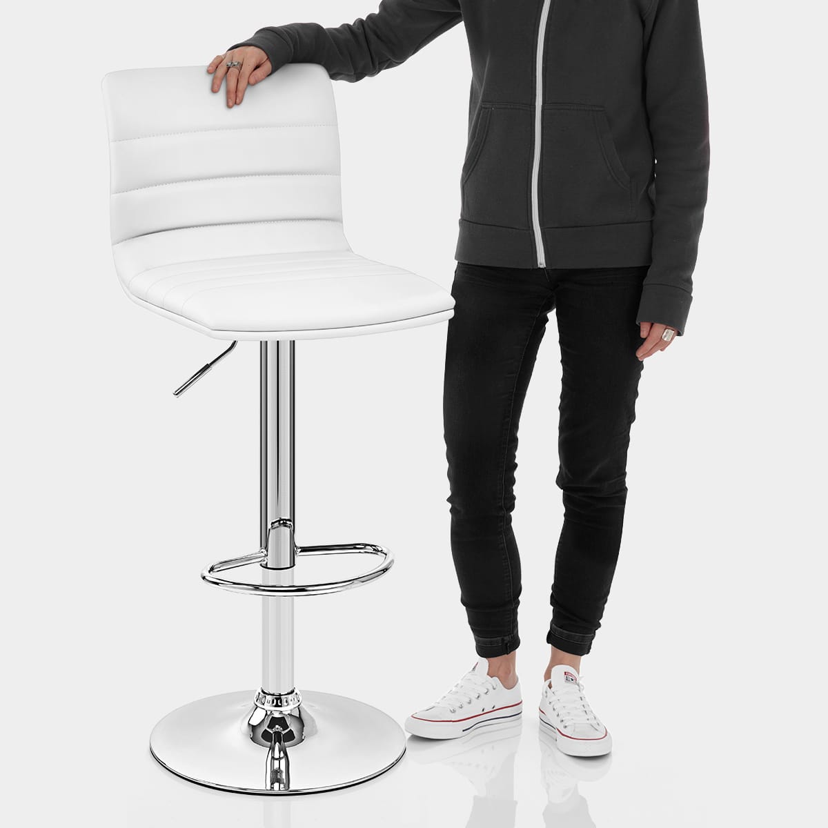 Linear Bar Stool White Features Image