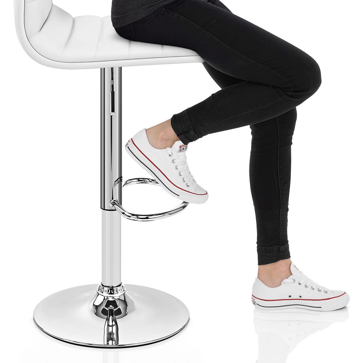 Linear Bar Stool White Frame Image