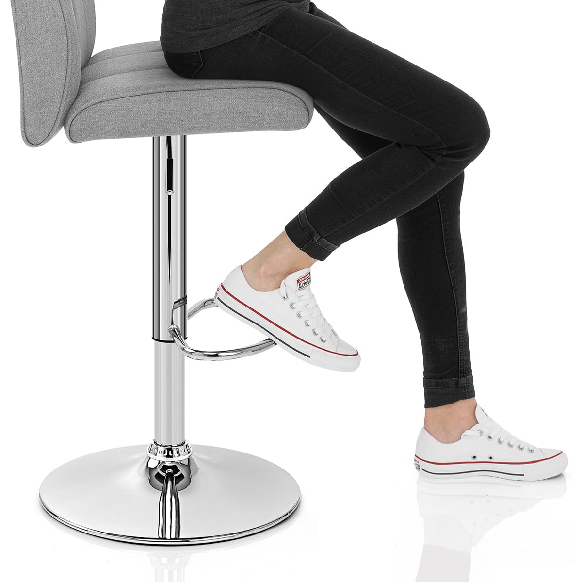 Loco Bar Stool Grey Fabric Frame Image