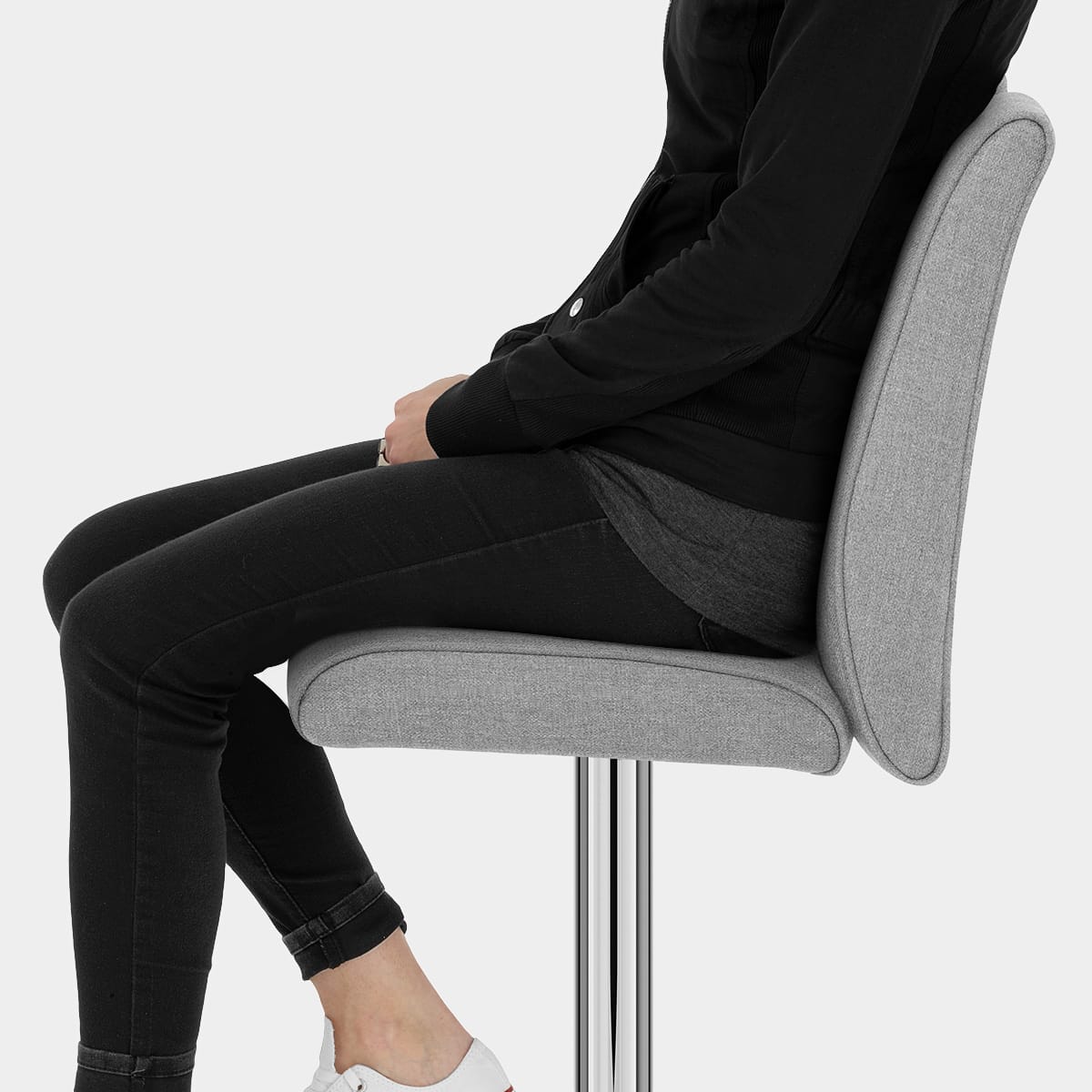 Loco Bar Stool Grey Fabric Seat Image