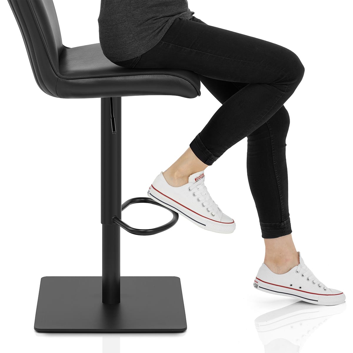 Lola Real Leather Bar Stool Black Frame Image