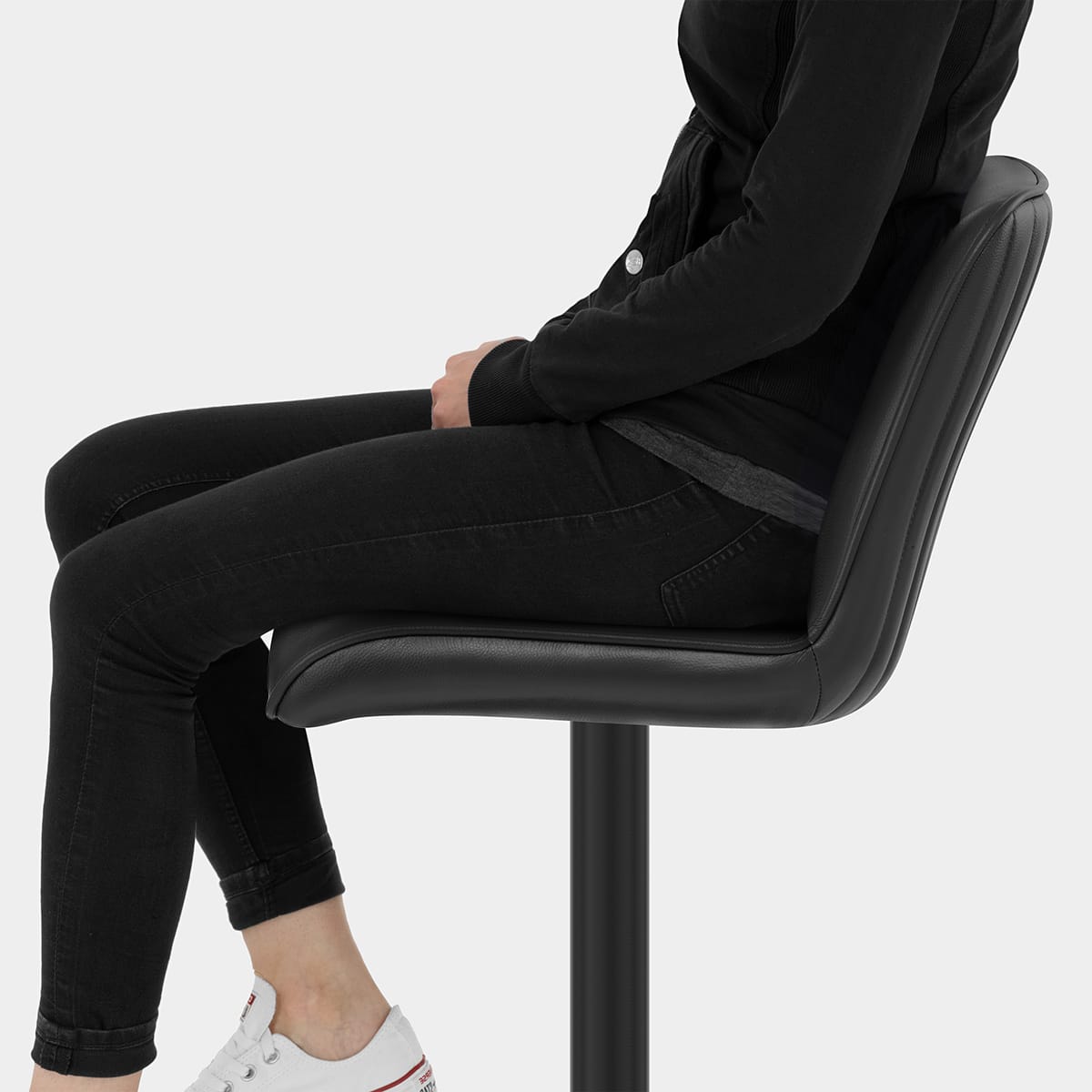 Lola Real Leather Bar Stool Black Seat Image