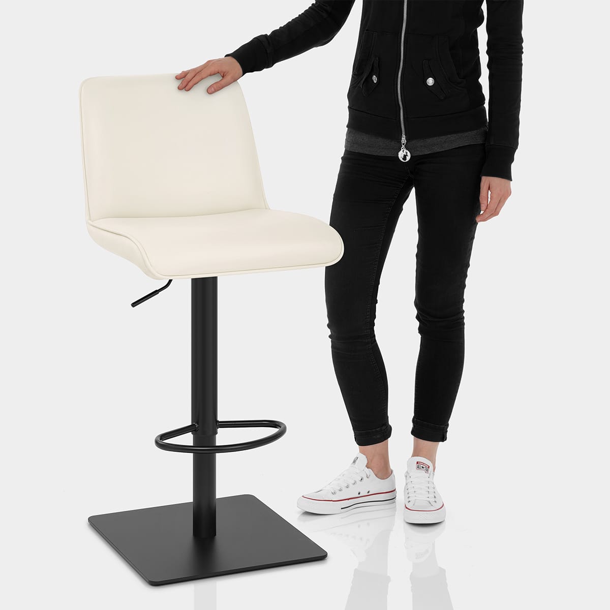 Lola Real Leather Bar Stool Cream Features Image