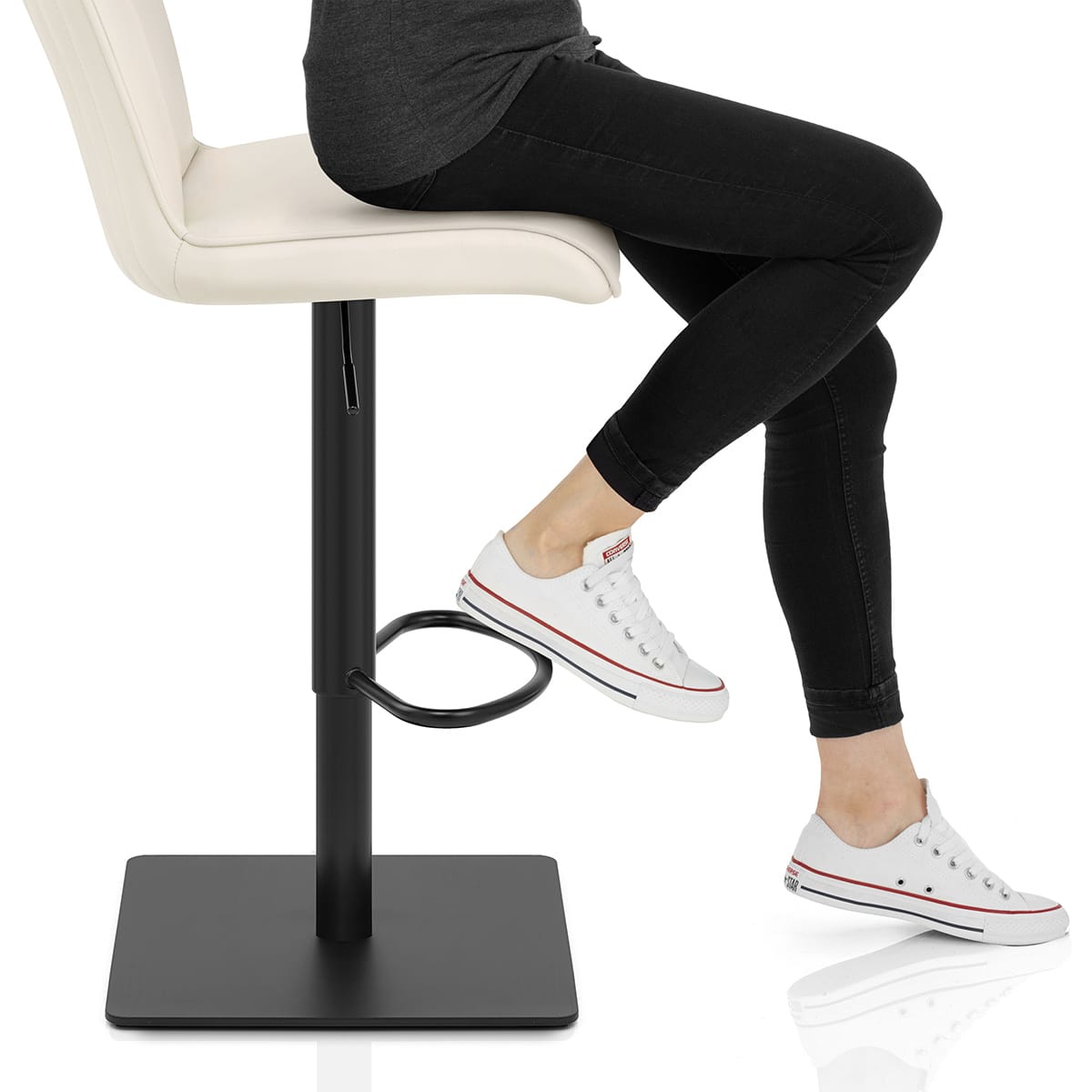 Lola Real Leather Bar Stool Cream Frame Image