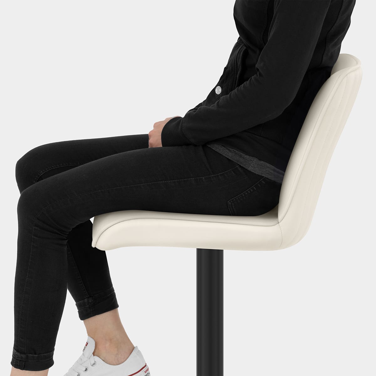 Lola Real Leather Bar Stool Cream Seat Image