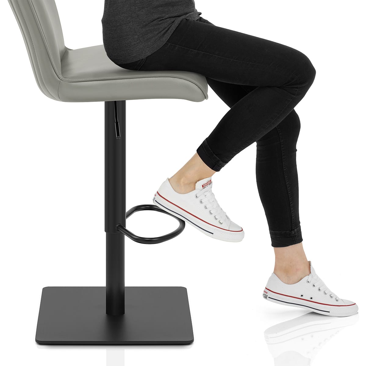 Lola Real Leather Bar Stool Grey Frame Image