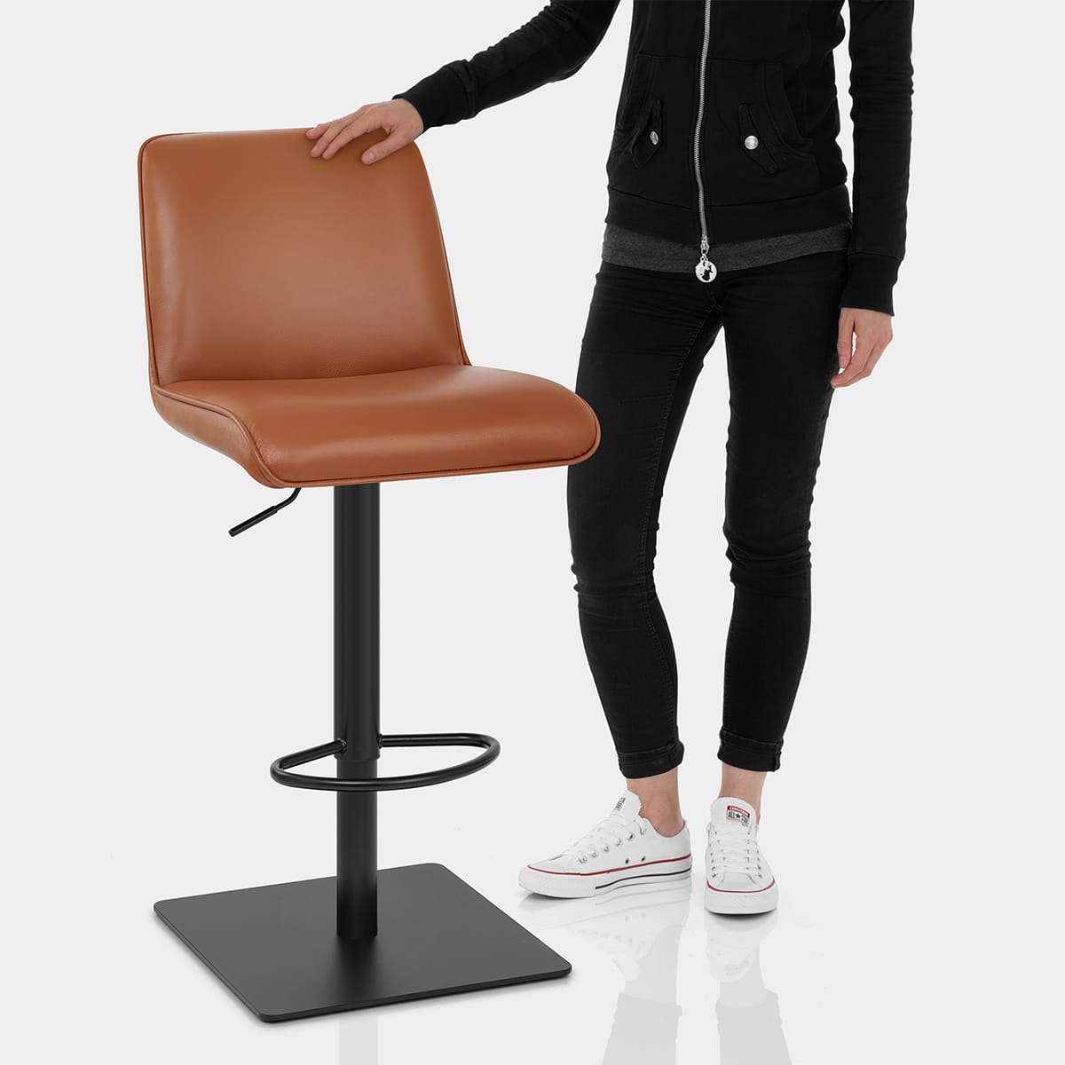 Lola Real Leather Bar Stool Tan Features Image