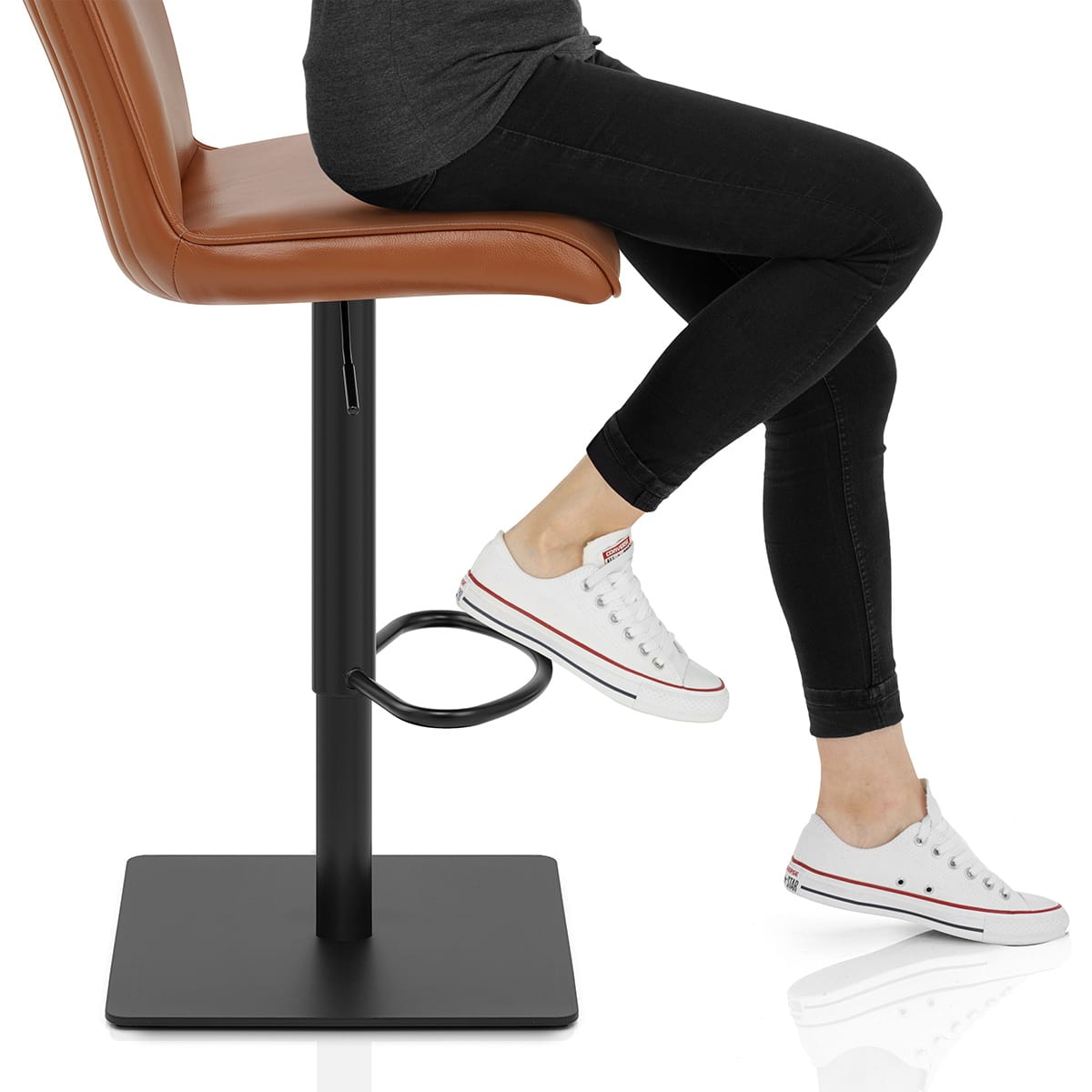 Lola Real Leather Bar Stool Tan Frame Image