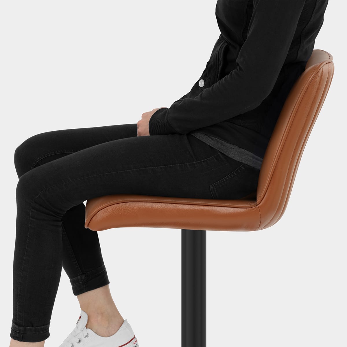 Lola Real Leather Bar Stool Tan Seat Image